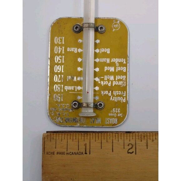 Vintage TCA Roast Meat Thermometer Yellow Aluminum and Glass - Picture 10 of 11